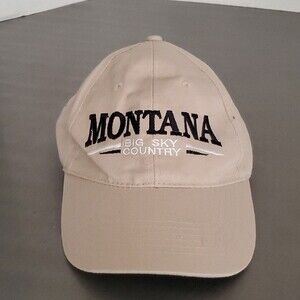 Vintage 90s Montana Big Sky Country Tan Dad Hat Cap Embroidered adjusts